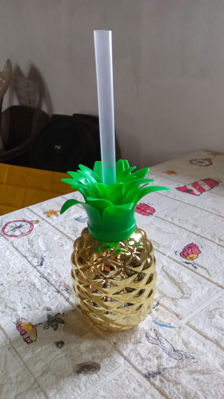 Plastic Pineapple Cups with Straw (1 Pc) - Party Favors, Hawaiian, Beach Plastic Pineapple Cups with Straw (1 Pc) - Party Favors, Hawaiian, Beach
